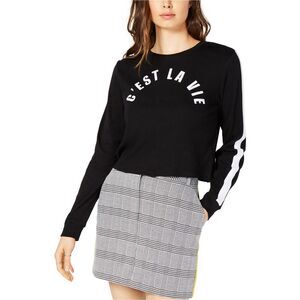 Project 28 Womens C'est L aVie Graphic T-Shirt, black, S